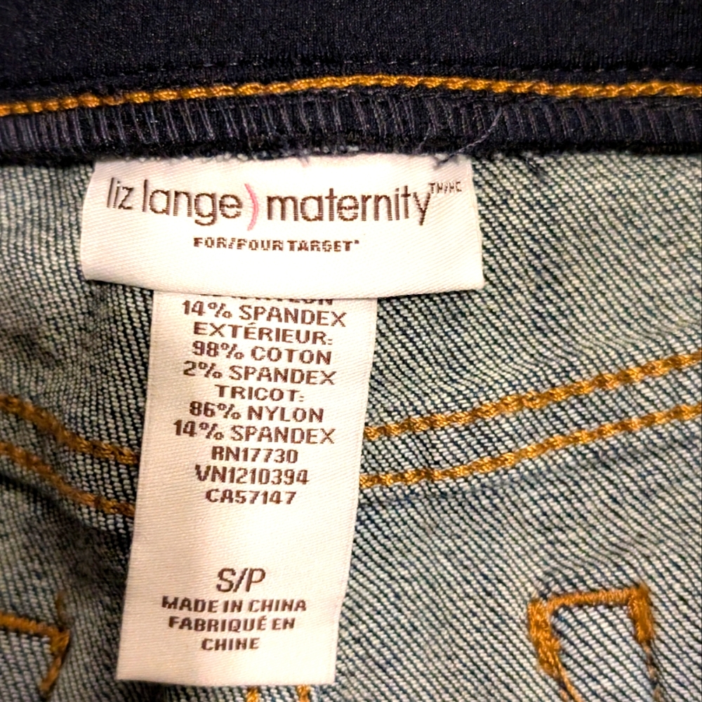 NEW LIZ LANGE Maternity S Small Shorts Dark Denim Jean BERMUDA Underbelly NWT - Picture 3 of 4